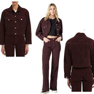 Mavi Women's Maren Mahogany Corduroy Cropped Jacket Sz XL NWT Button Front